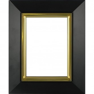 Picture Frame Slick Black Gold Line